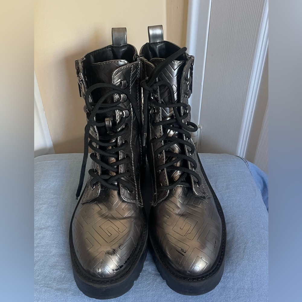 Guess Metallic Black Combat Boots